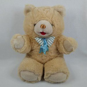 Cuddle Wit Bear Plush Stuffed Animal Beige Tan Blue Striped Bow Cute Large 20"